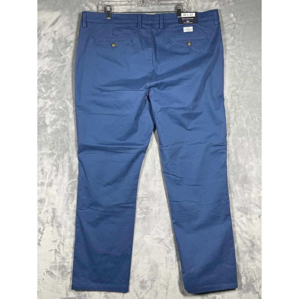 Vineyard Vines Mens 40x32 Cozy Lined Breaker Pant Moonshine Blue Flannel Chinos